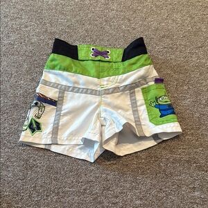 Disney Green and White Swim Trunks Sporty Design